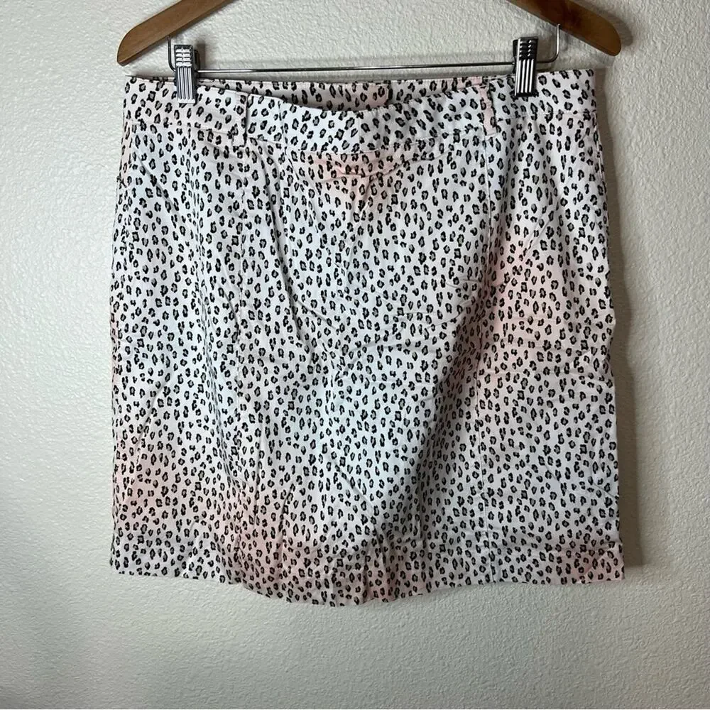 Golfino cheetah animal leopard print pleated Ed front skirt skort 12